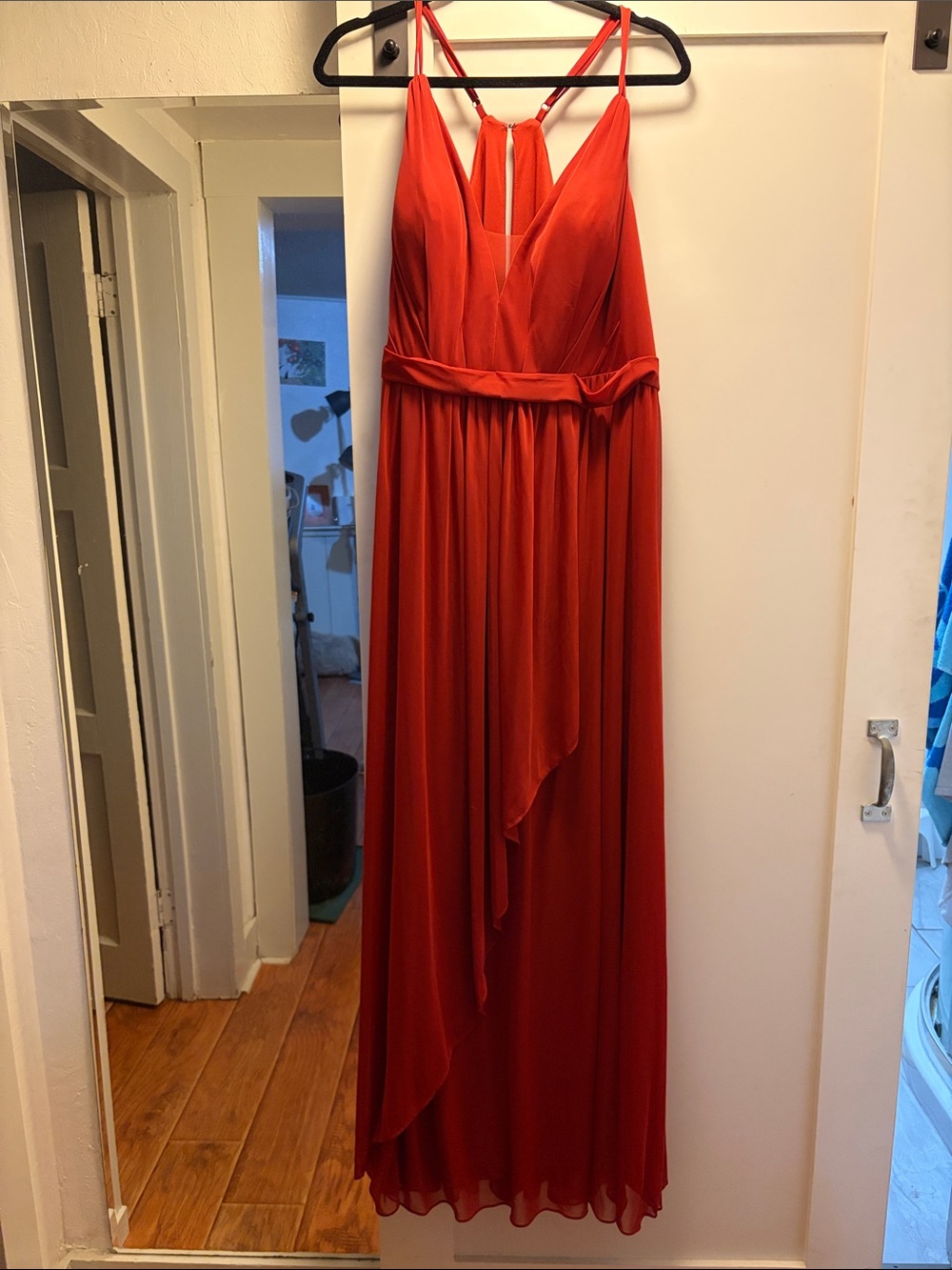 Azazie Red V-Neck Strappy Maxi Dress